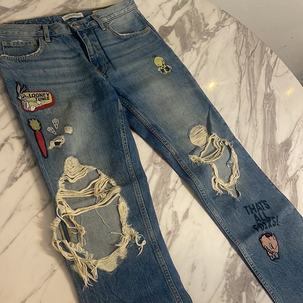 Zara Distressed Looney Tunes edition jeans